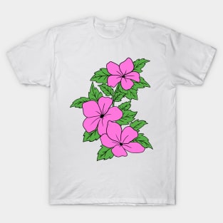 Pink Cherry Blossom Hand Drawn Gardening Gift T-Shirt